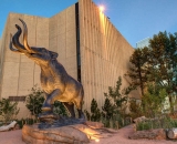 Denver Museum of Nature and Science entrance with bronze mastodon